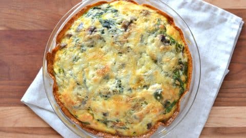 Quiche aux épinards, champignons et asperges