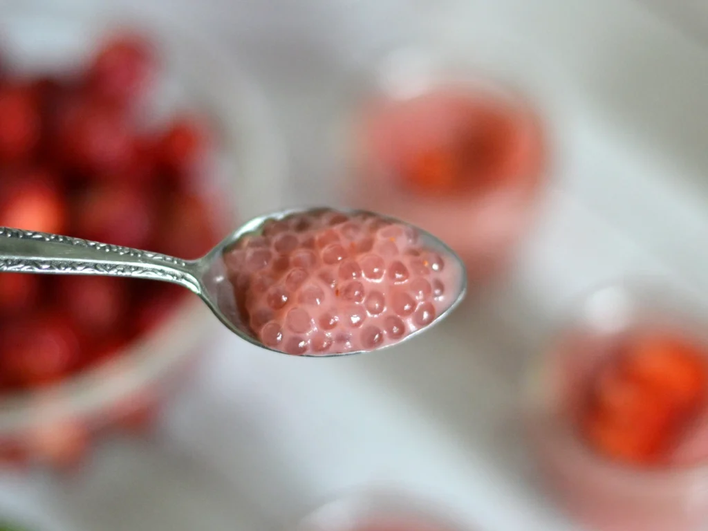 Tapioca au lait de coco et aux fraises